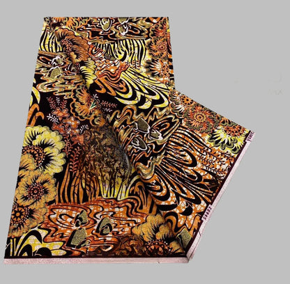 100%Certified Grand Super African Wax Nigerian GlitterGlam Gold Embellished Ankara Wax Printed Fabric Real Original For Sewing