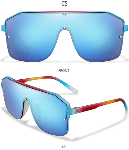 Rivet Lens Fishing Sunglasses for Men and women Fashion Casual Oversize Goggles with UV Protection for Hiking Golf, Beach