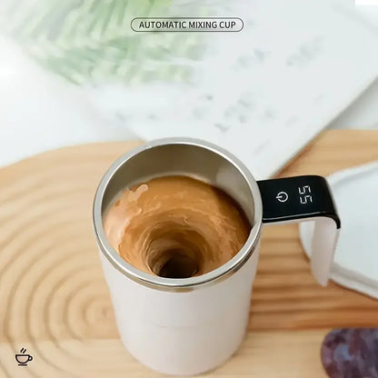 Smart mixing coffee cup LED display|USB charging|magnetic mixing function