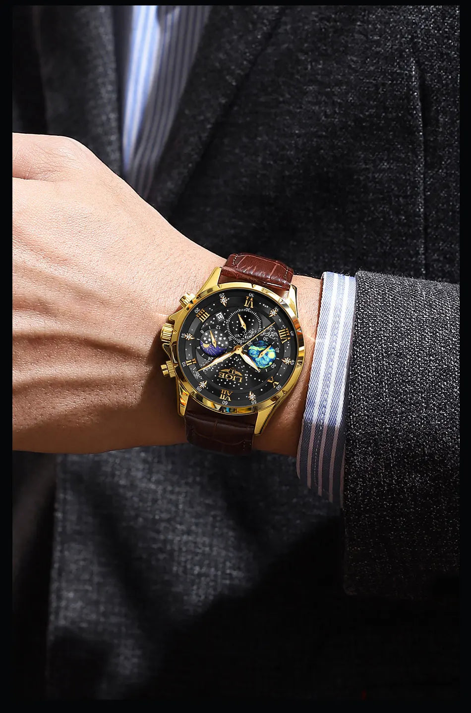 LIGE 2024 Top Luxury Brand Men Genuine Leather Sports Watches Men's Army Military Watch Male Date Quartz Clock Relogio Masculino