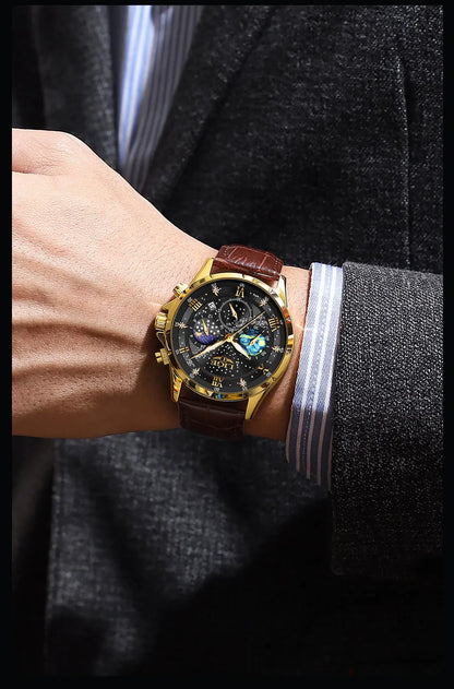 LIGE 2024 Top Luxury Brand Men Genuine Leather Sports Watches Men's Army Military Watch Male Date Quartz Clock Relogio Masculino
