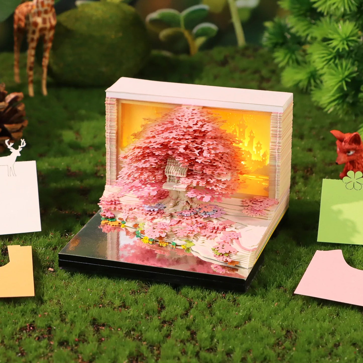 2026 3D Calendar Memo Pad Led Time Piece Calendar Tree of Chakra Desk Calendar Paper Carving Sticky Calendar For Christmas Gifts
