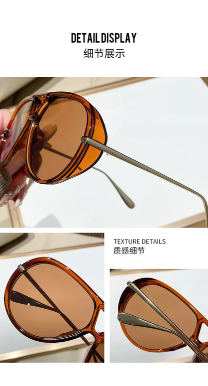 QVQV New Oversized Pilot Sunglasses Women Fashion Luxury Brand Leopard Blue Sunglasses Men Retro Outdoor Driving UV400 Shades