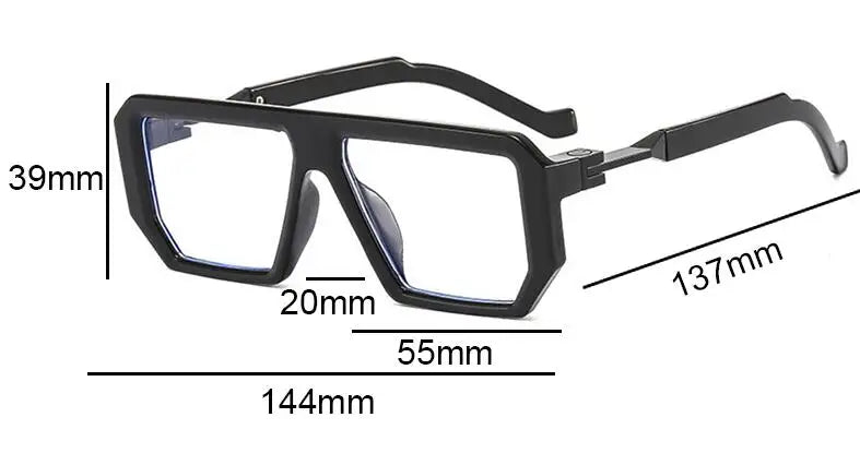 Retro Rectangle Men's Reading Glasses Transparent Computer Big Square Anti Blue Light Glasses Frame Punk Presbyopia Eyewear +1.5