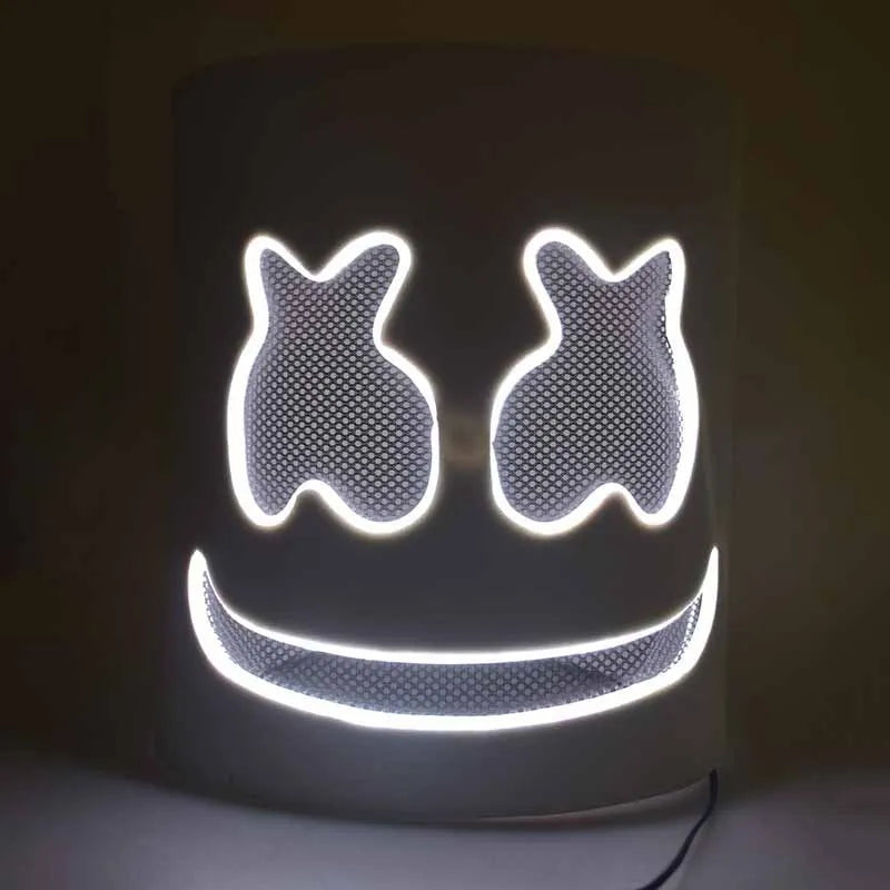 Halloween LED DJ Mask Lifelike Marshmello Mask Breathable Helmet Mask Durable Carnival Festival Halloween Party Props Cosplay