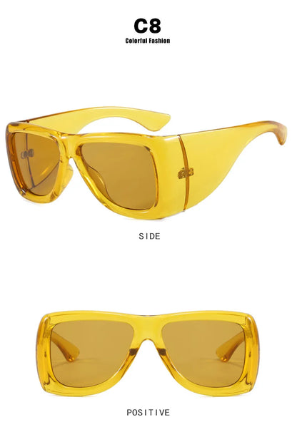 QVQV Trendy Oversized Square Sunglasses Women Men Luxury Brand Original Thick Frame Sunglasses Retro Outdoors Driving Shades