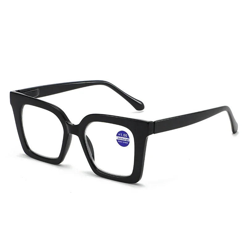 New Fashionable Large Frame Reading Glasses with Spring Legs Multi-colour Anti-blue Light Presbyopia Glasses for Men and Women