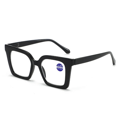New Fashionable Large Frame Reading Glasses with Spring Legs Multi-colour Anti-blue Light Presbyopia Glasses for Men and Women