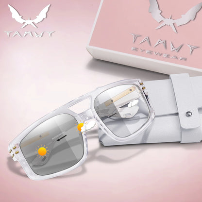Fashion Photochromic Sunglasses for Men and women Square Windproof Casual Goggles for Outdoor Sports, Running, Hiking, Cycling