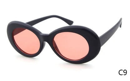 WHO CUTIE 2024 Goggles Oval Sunglasses Men Women Brand Designer 90S Colorful Retro Round Frame Kurt Cobain Shades Sun Glasses UV