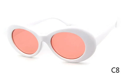 WHO CUTIE 2024 Goggles Oval Sunglasses Men Women Brand Designer 90S Colorful Retro Round Frame Kurt Cobain Shades Sun Glasses UV