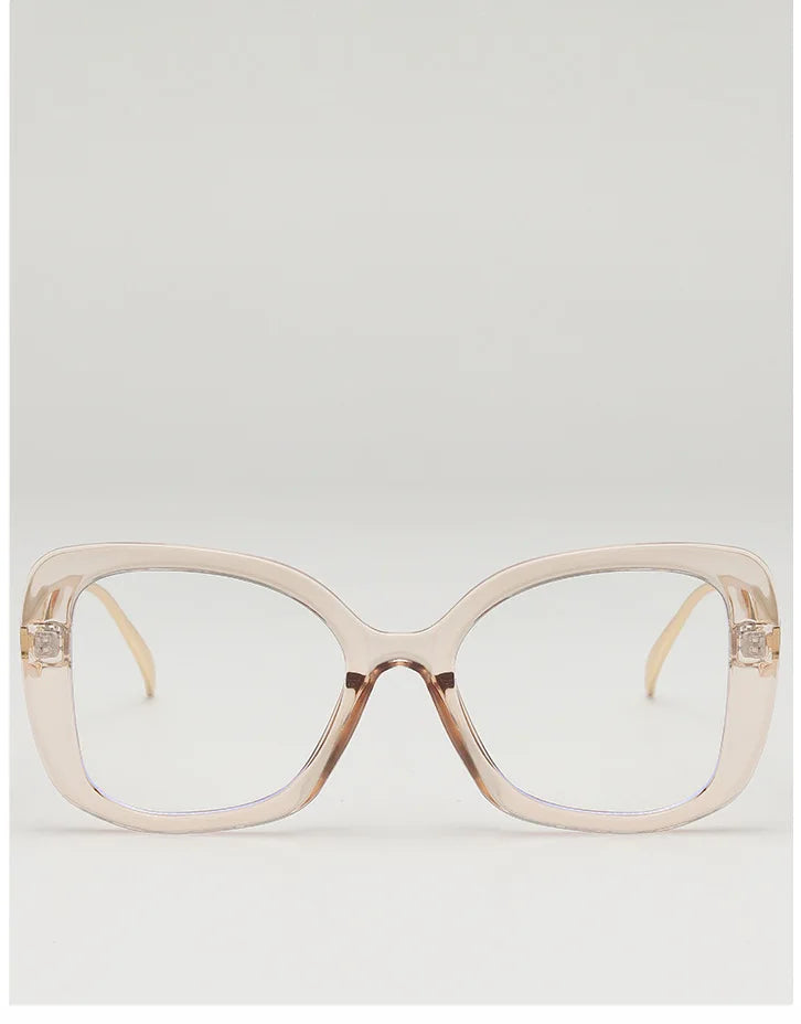 Luxury Brand Oversized Square Reading Glasses Women Triangle heart Temple Eyeglasses Blue Light Blocking Clear Computer Glasses