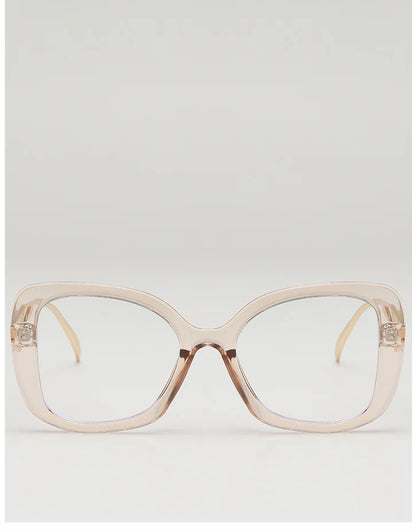 Luxury Brand Oversized Square Reading Glasses Women Triangle heart Temple Eyeglasses Blue Light Blocking Clear Computer Glasses