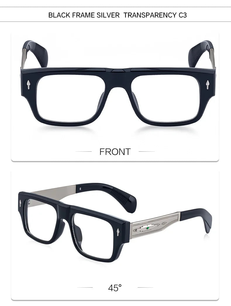 Fashion Oversized Square Reading Glasses Men Blue Light Blocking  Metal FrameGlasses Trendy Optical Presbyopia Eyeglasses0to+6.0