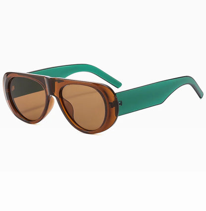Vintage Big Frame Ellipse Women Square Sunglasses Brand Black Round Cool Men Sunglasses One Piece Designer Pilot Sun Glasses