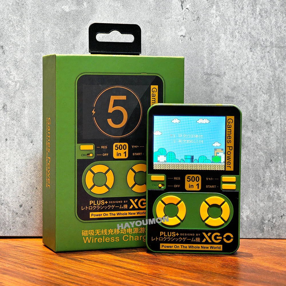 2026 Mini Portable Game Console with 500 Classic Games Large Screen Magnetic Wireless Charging Power 5000mAh Childhood Nostalgia