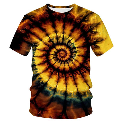 2025 New Tie-dye Pattern 3D Print T-shirt Personality Street Colorful Design T Shirts Men's Fashion Cool Tee