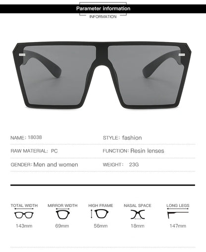 Oversized Square Sunglasses Women 2024 Luxury Brand Fashion Flat Top Red Black Clear Lens Men Fishing Shade Mirror UV400