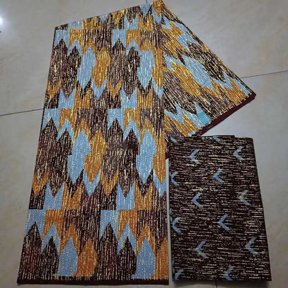 KENTE 4+2YARD 2024 Latest Design 6 Yards/lot African Fabric Gold Powder Ankara 100% Cotton Farbic For Sewing Wax Print Fabric