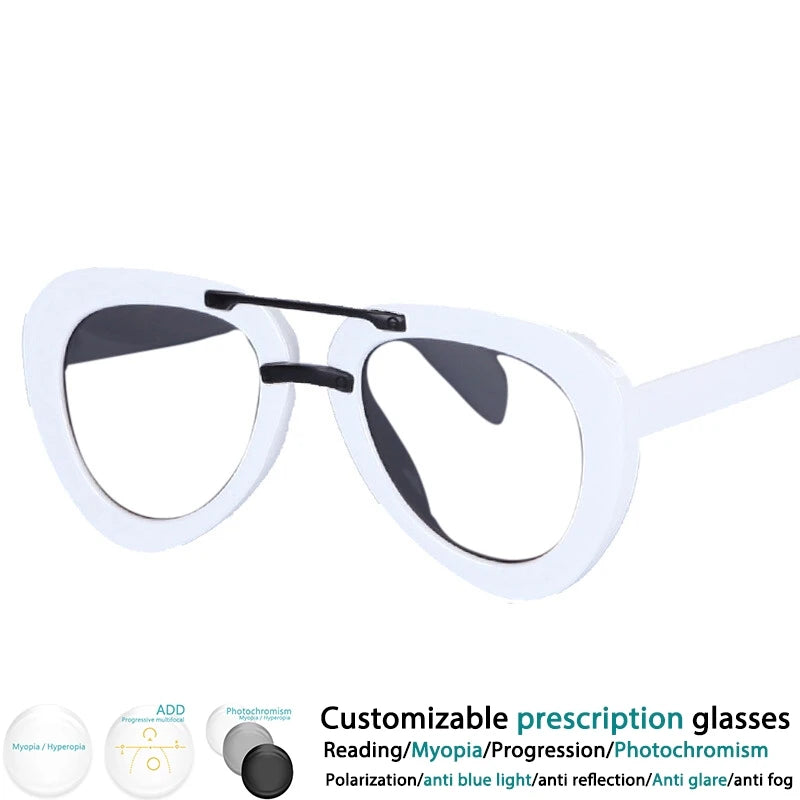 Fashion Pilot Reading Glasses Men Women Popular Resin Optical Presbyopic Spectacles Custom Diopter+50+100+200+300+400 #302454