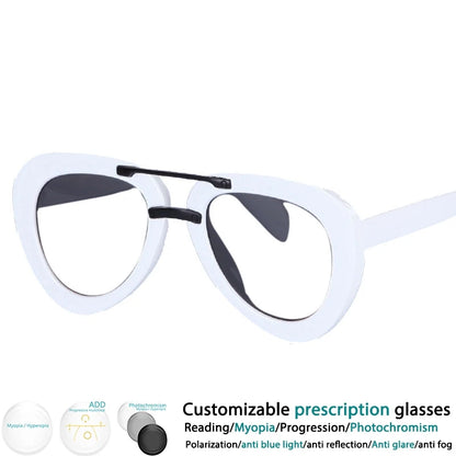Fashion Pilot Reading Glasses Men Women Popular Resin Optical Presbyopic Spectacles Custom Diopter+50+100+200+300+400 #302454