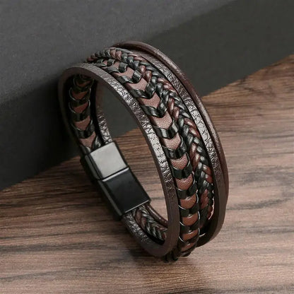Classic Men's Leather Bracelet New Style Hand-woven Multi-layer Combination Accessory Fashion Man Jewelry