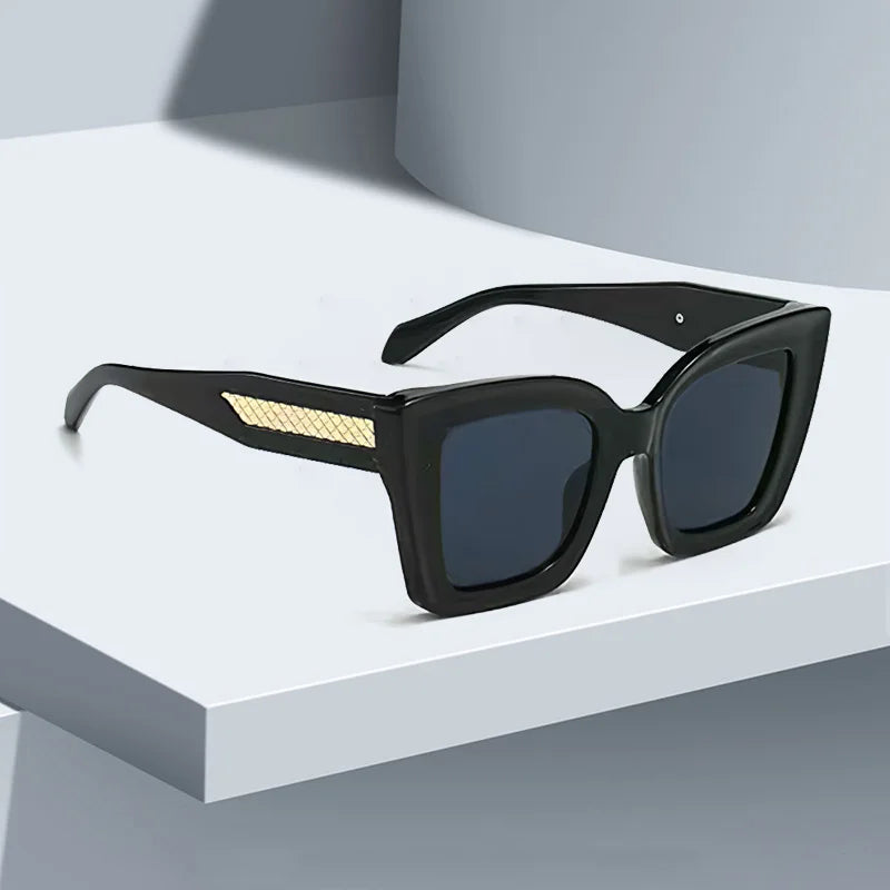2025 New in Vintage Sunglasses for Women Fashion Square Frame Gradient Sunglasses with Golden Arrows for Women