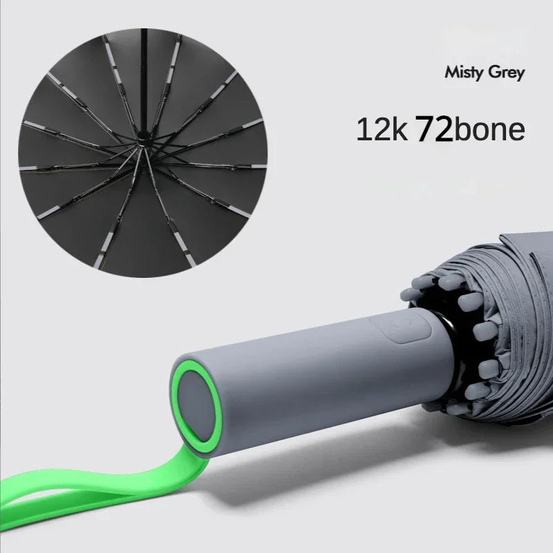 Super Strong Windproof Automatic Umbrella for Men and Women, 72 Bone, Large Rainproof, Sun UV Protection, Folding Rain Umbrellas