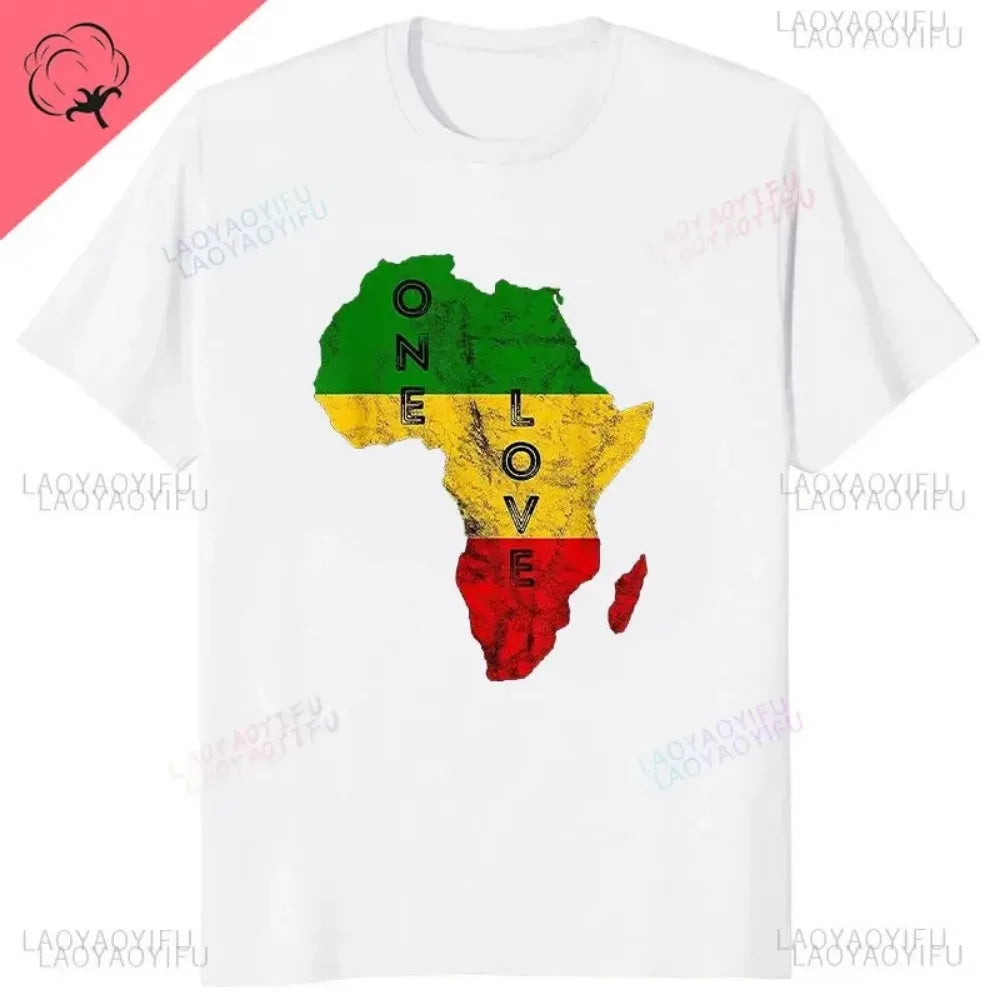 Hipster Reggae Africa Map Rasta Regae Music Vintage T Shirt Clothes 90s Hipster Short Sleeve T-shirts for Men Cotton Cool Tshirt