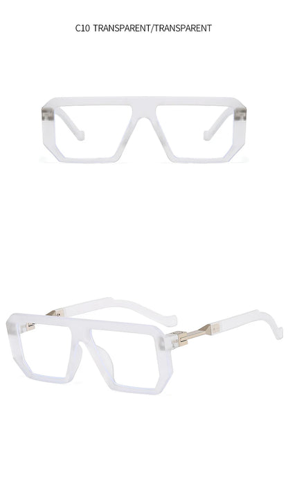 Retro Rectangle Men's Reading Glasses Transparent Computer Big Square Anti Blue Light Glasses Frame Punk Presbyopia Eyewear +1.5