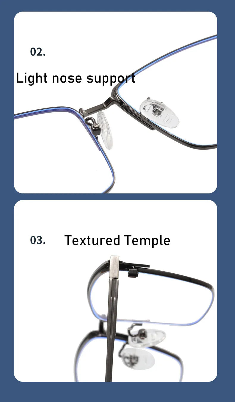 157mm Titanium Alloy Anti Blue Light Square Reading Glasses Men Business Big Presbyopic Glasses Clear Lens Prescription Eyewear