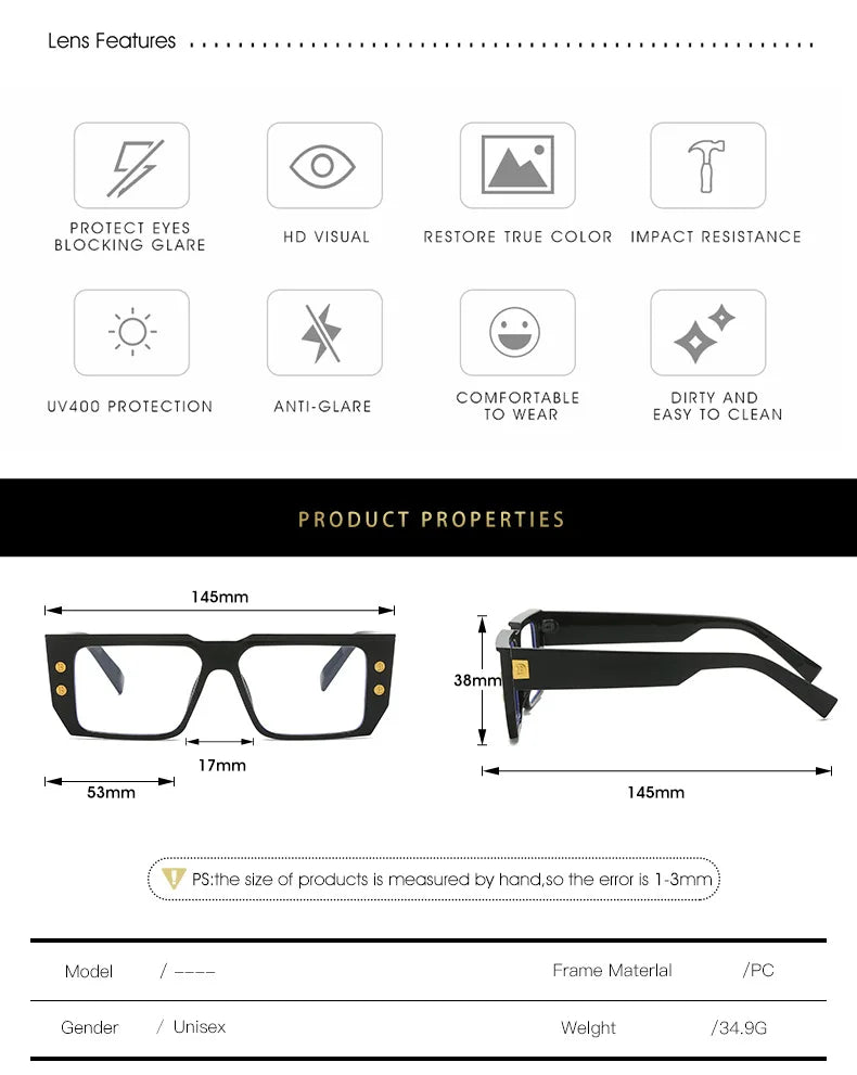 YOOSKE Square Eyeglasses Frames for Women Men Anti Blue Light Glasses Frame Optical Computer Eyewear
