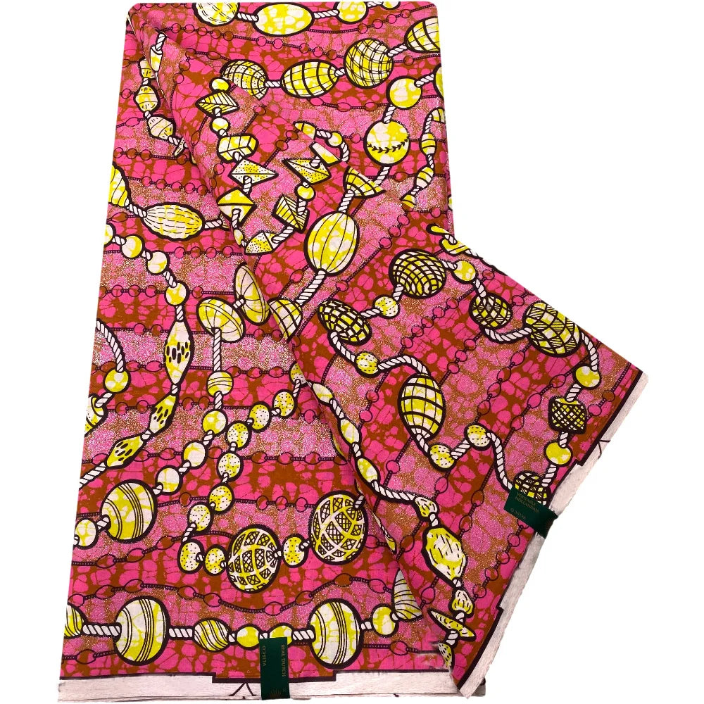 African Wax Prints Fabric Golden Wax Fabric High Quality Ankara Fabric for Party Dress New Grand Super 100% Cotton Y15, 6Yards
