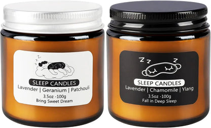 2 Glass Sleep Aromatherapy Candles, These Sleep Aromatherapy Candles Have a Calming, Soothing, and Balancing Effect, Perfect for People Who Are Stressed, Providing a Sense of Relaxation and Helping to Better Fall Asleep.