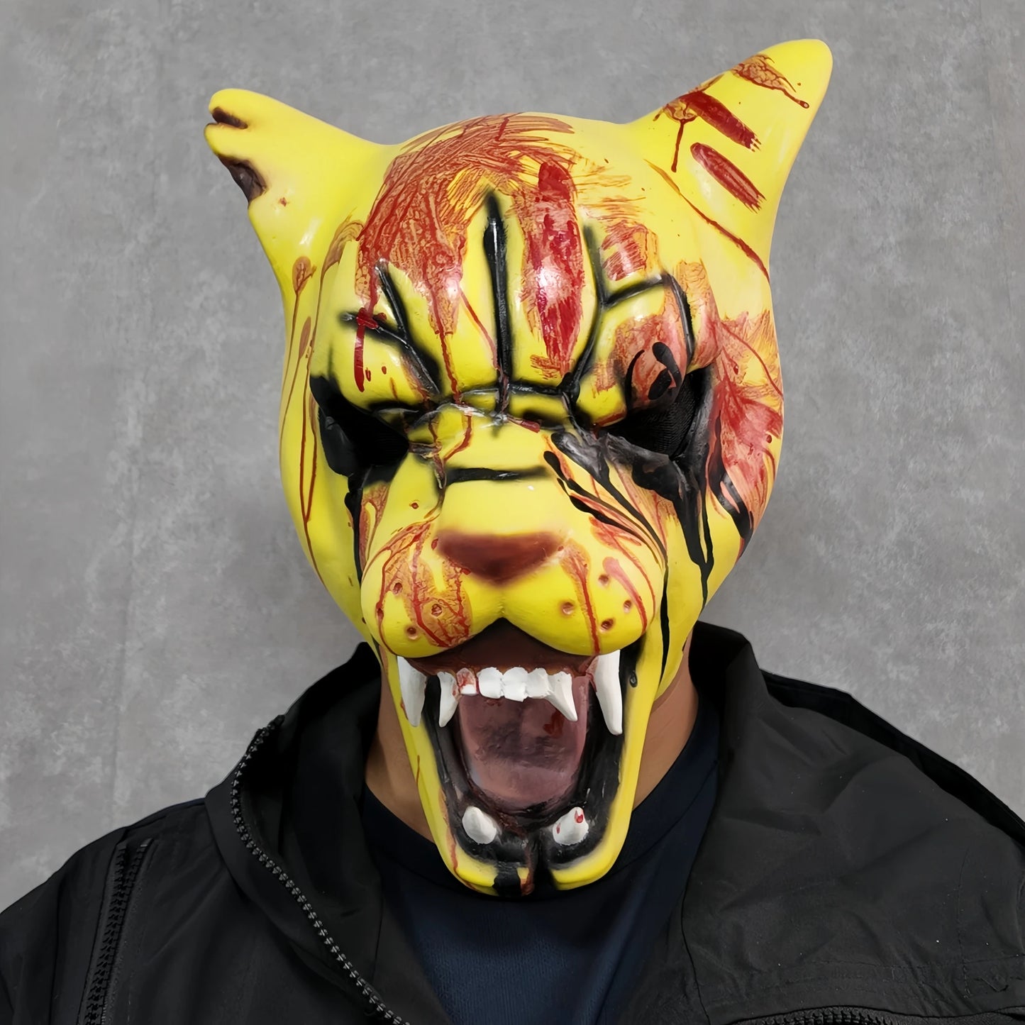 Horror Beast Mask | Bloody Tiger Style Scary Latex Face Mask | Halloween Party Cosplay Costume Prop For Festivals & Night Events