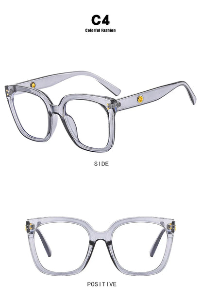 Black Oversized Square Reading Glasses for Women Rivets Retro Presbyopia Eyeglasses Female Transparent Optical Lenses