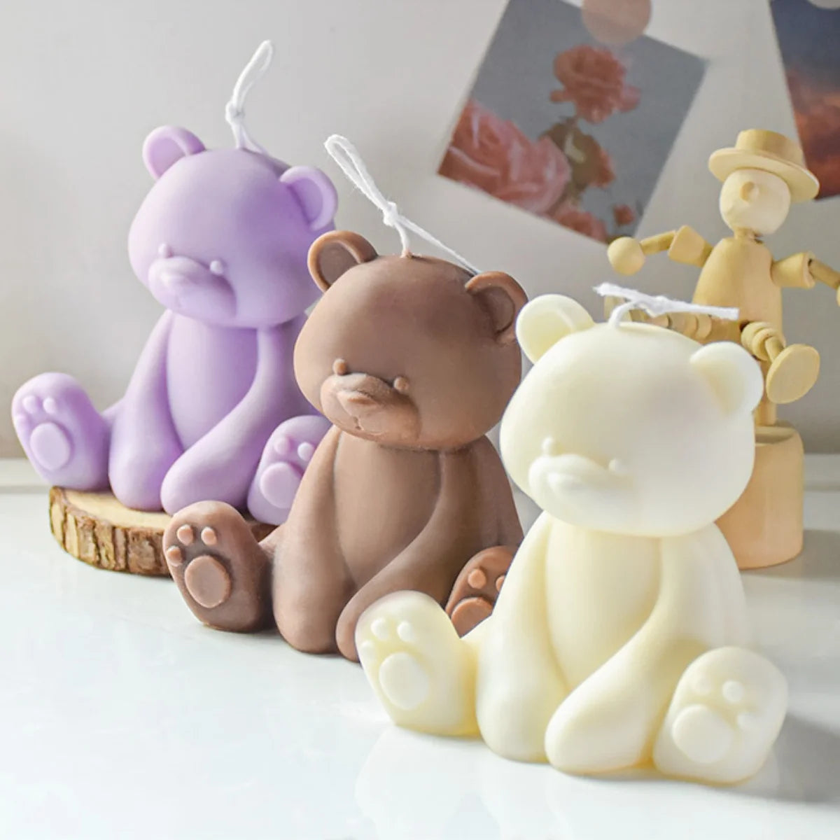 3D Sitting Brown Bear Scented Candle Handmade Cute Soy Wax Animal Aroma Candle Home Decor Unique Birthday Gift Party Ornaments