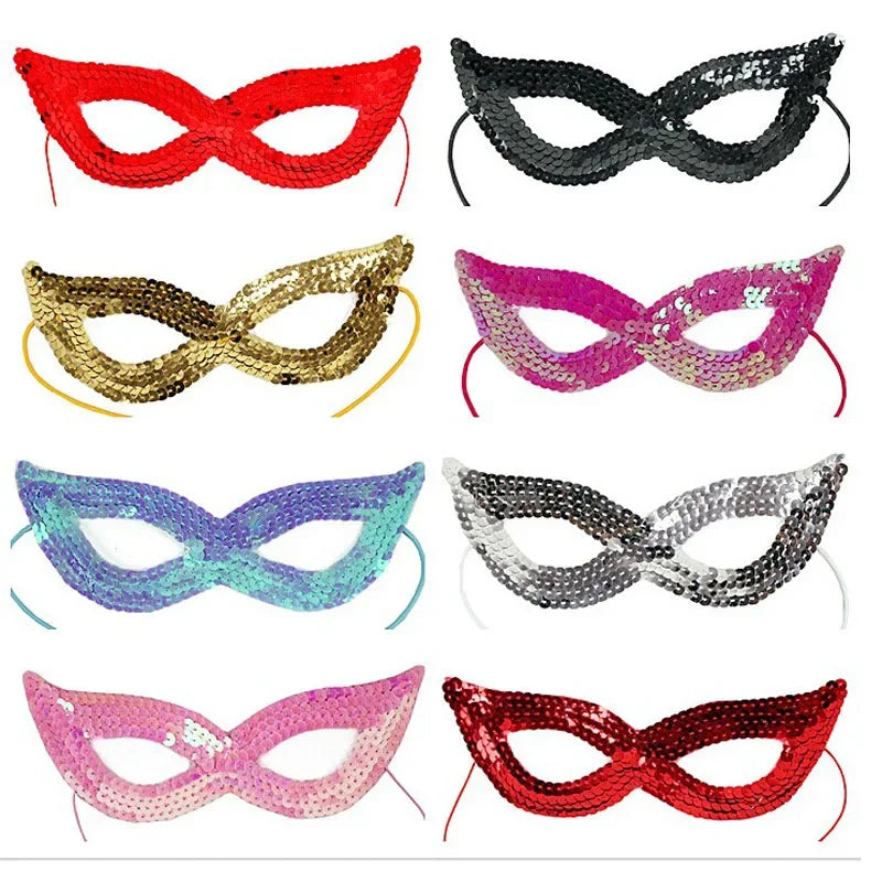 20pcs Women Girl Sequins Sexy Cat Eye Mask Venetian Carnival Masquerade Half Face Ball Masks Birthday Party  Wedding Festival