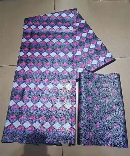KENTE 4+2YARD 2024 Latest Design 6 Yards/lot African Fabric Gold Powder Ankara 100% Cotton Farbic For Sewing Wax Print Fabric