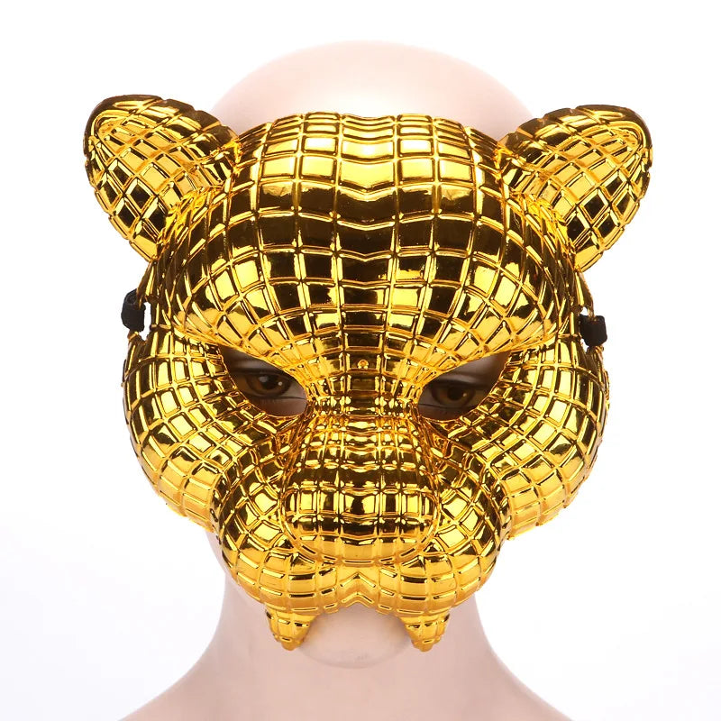 Halloween Lion Mask Leopard Electroplated Gold Waiter Mask Popular Korean Movie Theme Dress Up Game Helmet Surface