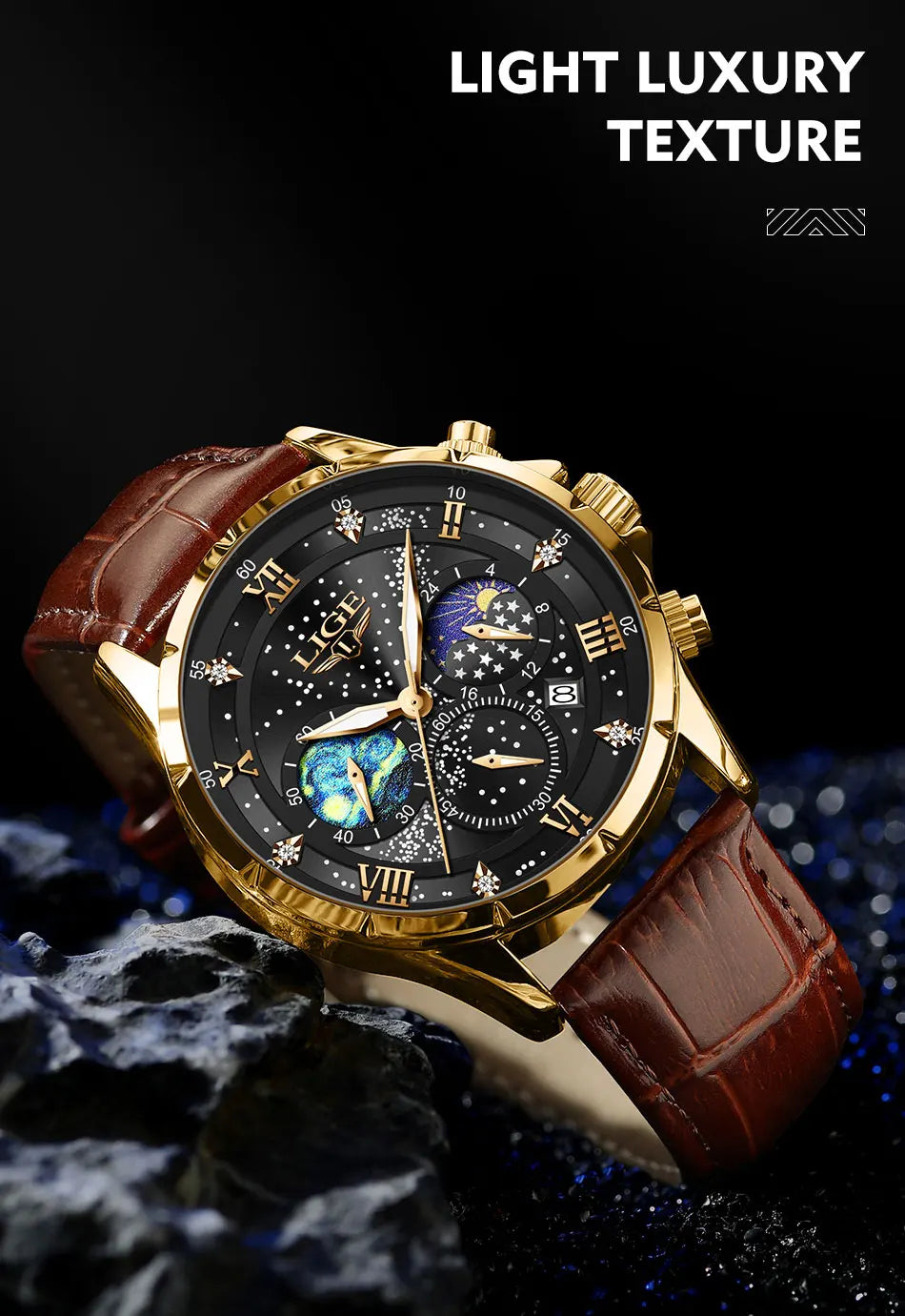 LIGE 2024 Top Luxury Brand Men Genuine Leather Sports Watches Men's Army Military Watch Male Date Quartz Clock Relogio Masculino