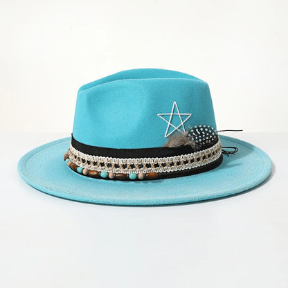 Handmade Fedora Hat suede Men's and Women's Hat feather vintage Fashion Jazz hat Top hats flat Panama sombrero mujer British hat