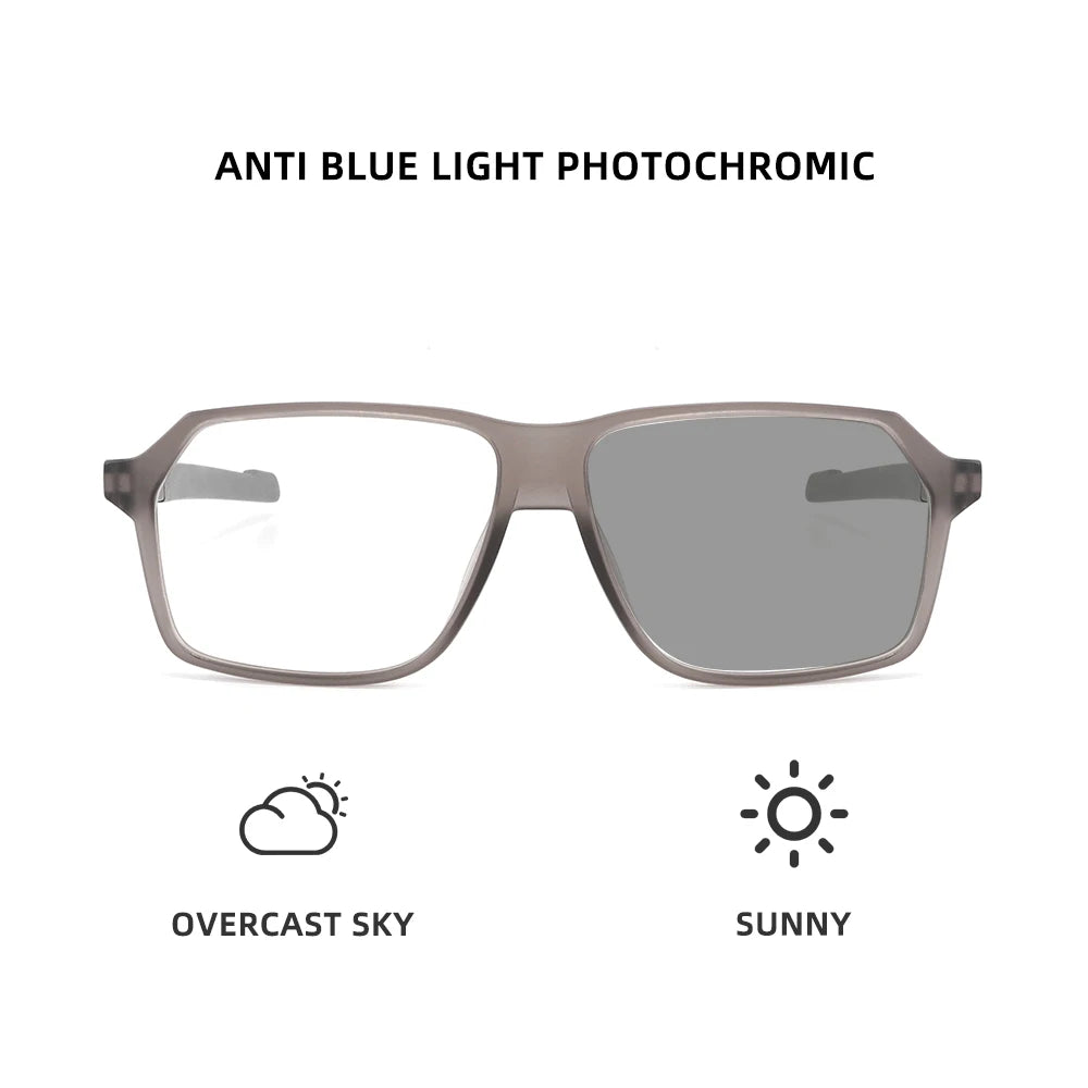 Men Sports Glasses Square Blue Light Myopia Prescription Eyeglasses Reading TR90 Trendy Photochromic Lens Mtb Bicycle Eyewear +1