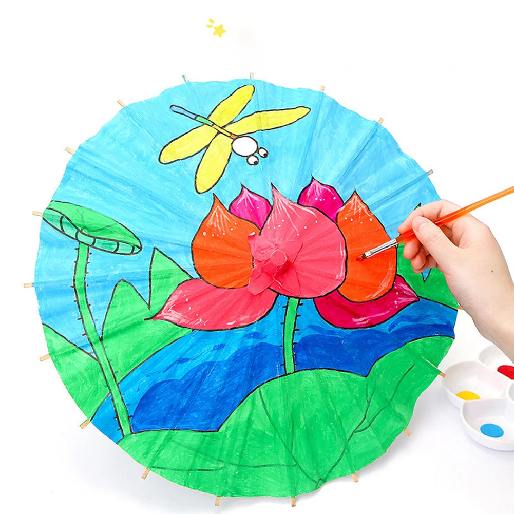 30-1PCS White Paper Parasol Umbrellas DIY Photo Cosplay Prop Bamboo Umbrella For Wedding Party Summer Beach Decor