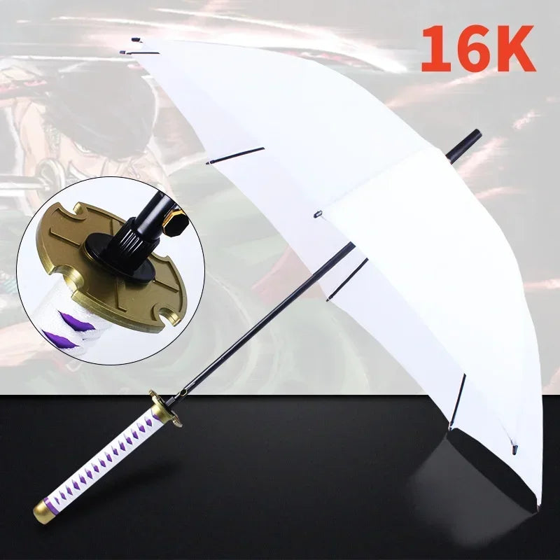 Anime Zoro Katana Umbrella Sword Long Hand Black Parasol Roronoa Zoro Knife Real Size Japanese Katana Sabre Umbrella Raincoa