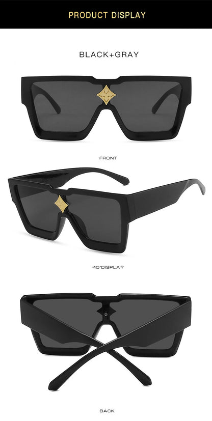 Retro Millionaire Sunglasses for Women Men Vintage Fashion Flat Top Thick Frame Square Sun Glasses Punk Rock Hip Hop Style