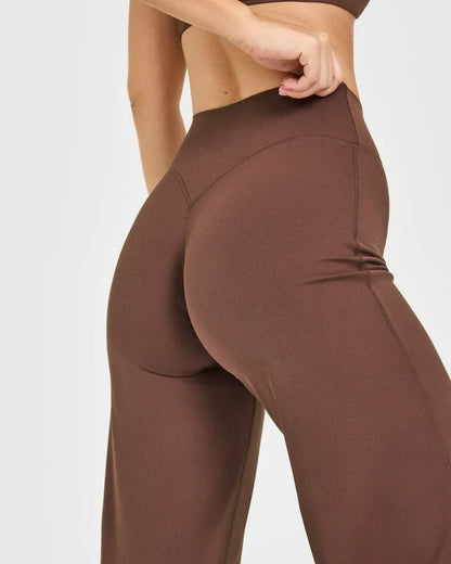 NCLAGEN SoftMotion Straight Leg Bottoms Women's Mid-Waist Yoga Pants GYM Leggings Naked Feel Pilates Running Sports Trousers