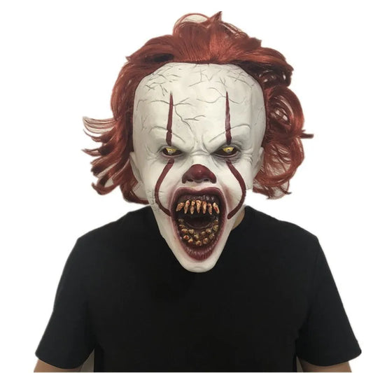 Creepy Pennywise Joker Mask Cosplay Horror Evil Demon Clown Killers Latex Helmet Halloween Carnival Party Costume Props Gifts