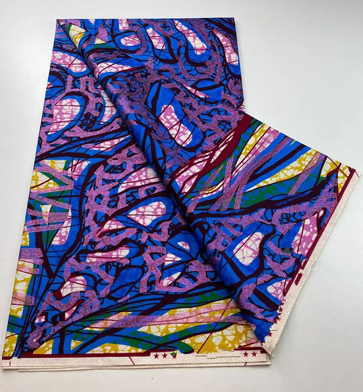 100%Certified Grand Super African Wax Nigerian GlitterGlam Gold Embellished Ankara Wax Printed Fabric Real Original For Sewing