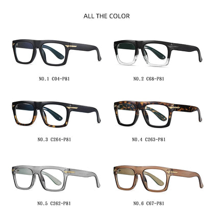 AUECMOI Vintage Men Square Glasses TR90 Frame Myopia Customizable Prescription Anti Blue Ray Optical Photochromic Eyeglasses
